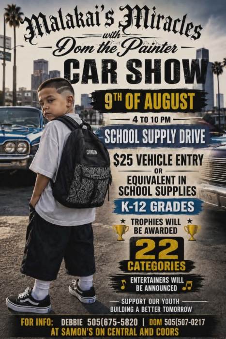 Malakai's Miracles along with Dom The Painter Presents School Supply Drive & Dru at Samon's Plumbing & Electric, Albuquerque