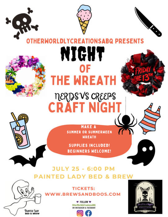 Creepy Craft Night | Night of the Wreath: Nerds vs Creeps at Painted Lady Bed & Brew, Albuquerque