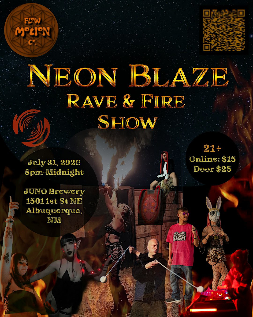 Neon Blaze: Rave & Fire Show at Juno, Albuquerque